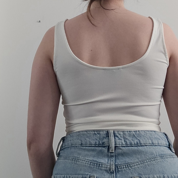 White Ribbed Tank Top - Picture 3 of 6
